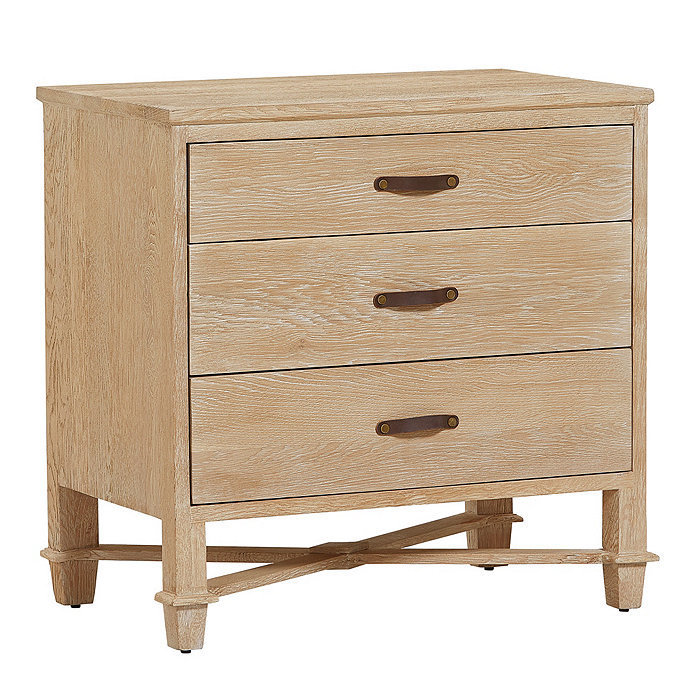 Spot New Products Wooden brown nightstand with leather handles Unique design with drawer night shelving