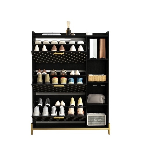 Shoe Cabinet with 3 Flip Drawers & Open Shelves, Narrow Hidden Shoe Rack for Heels, Boots, Slippers,