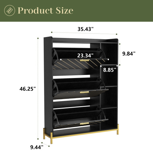 Shoe Cabinet with 3 Flip Drawers & Open Shelves, Narrow Hidden Shoe Rack for Heels, Boots, Slippers,