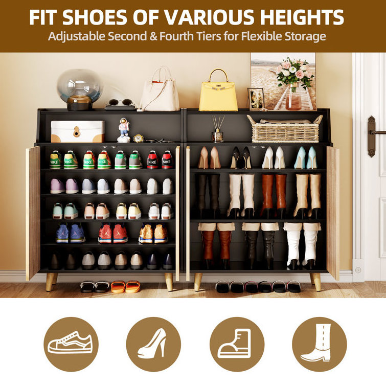 Wholesale Of New Materials Living Room Furniture Folding Shoes Rack Rattan Shoe Cabinet Shoes Box Plastic Storage Transparent