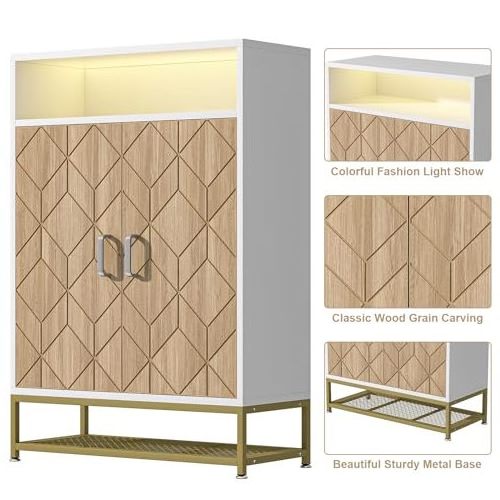 Shoe Cabinet with Doors 6 Tier 24 Pairs Shoe Storage with Adjustable Shelves,  Shoe Cabinet Storage for Entryway, Hallway