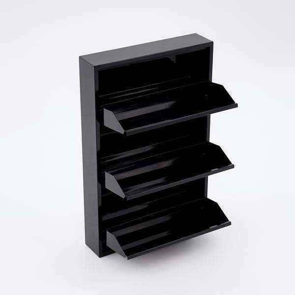 Wholesale Direct Sales Black Narrow Shoe Storage Cabinet with 3 Shelves Wall Mounted in Medium