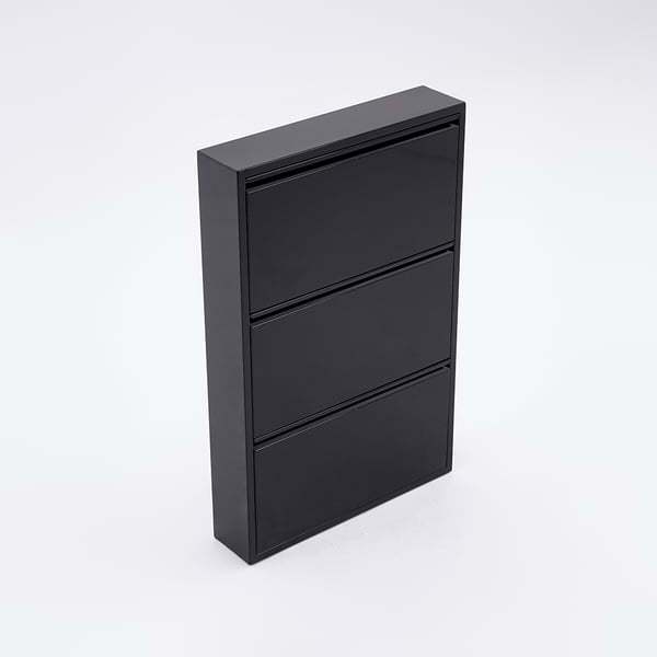 Wholesale Direct Sales Black Narrow Shoe Storage Cabinet with 3 Shelves Wall Mounted in Medium