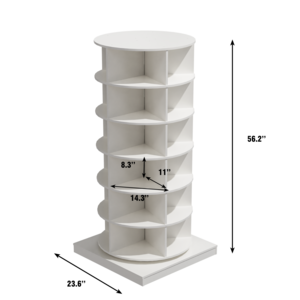 Hot selling living room furniture, 6-layer circular 360 degree white rotating shoe cabinet