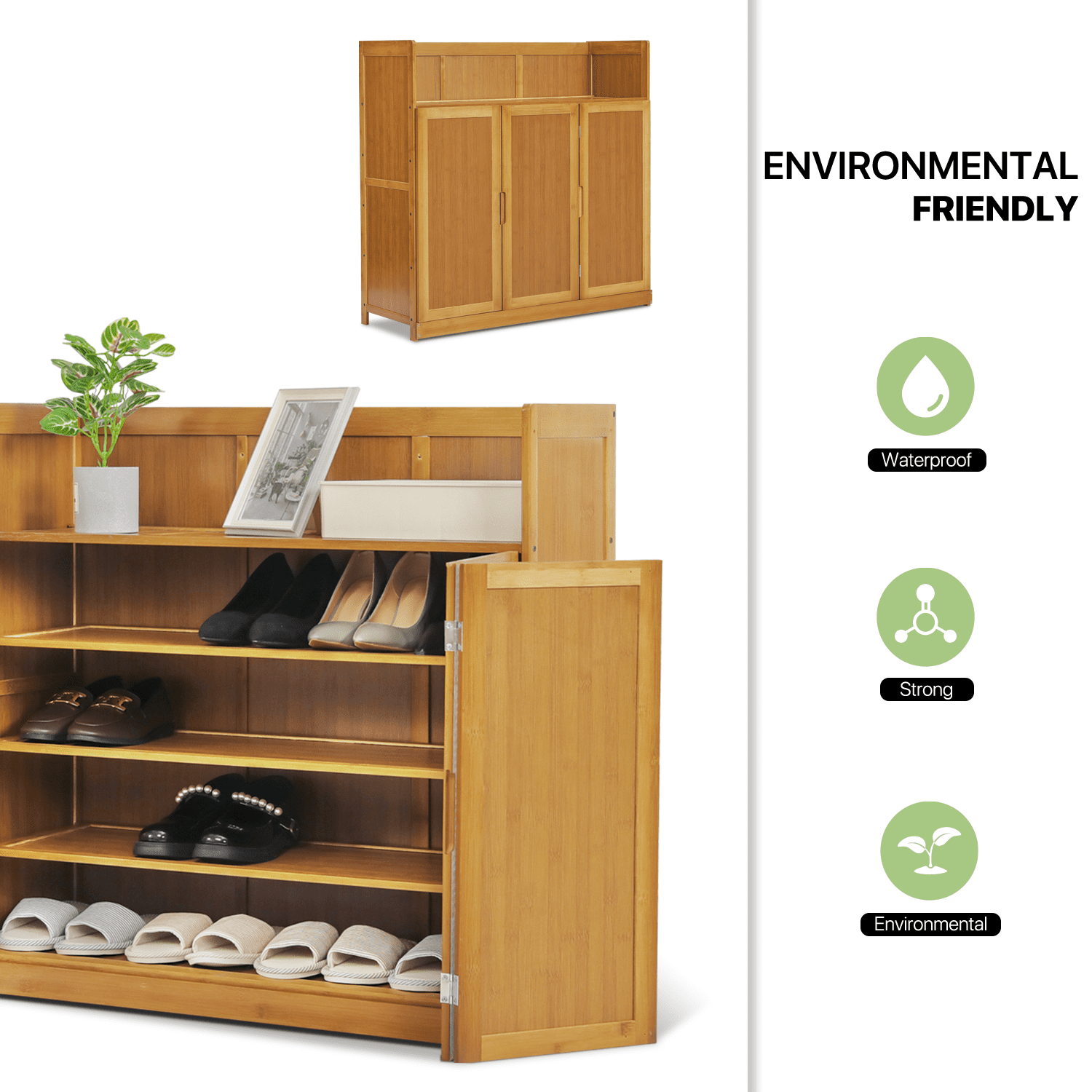 Wholesale Of New Products  Shoes Rack Cabinet Modern,5 Tiers Shoes Cabinet with Door, 16 Pairs Organizer Rack, Brown