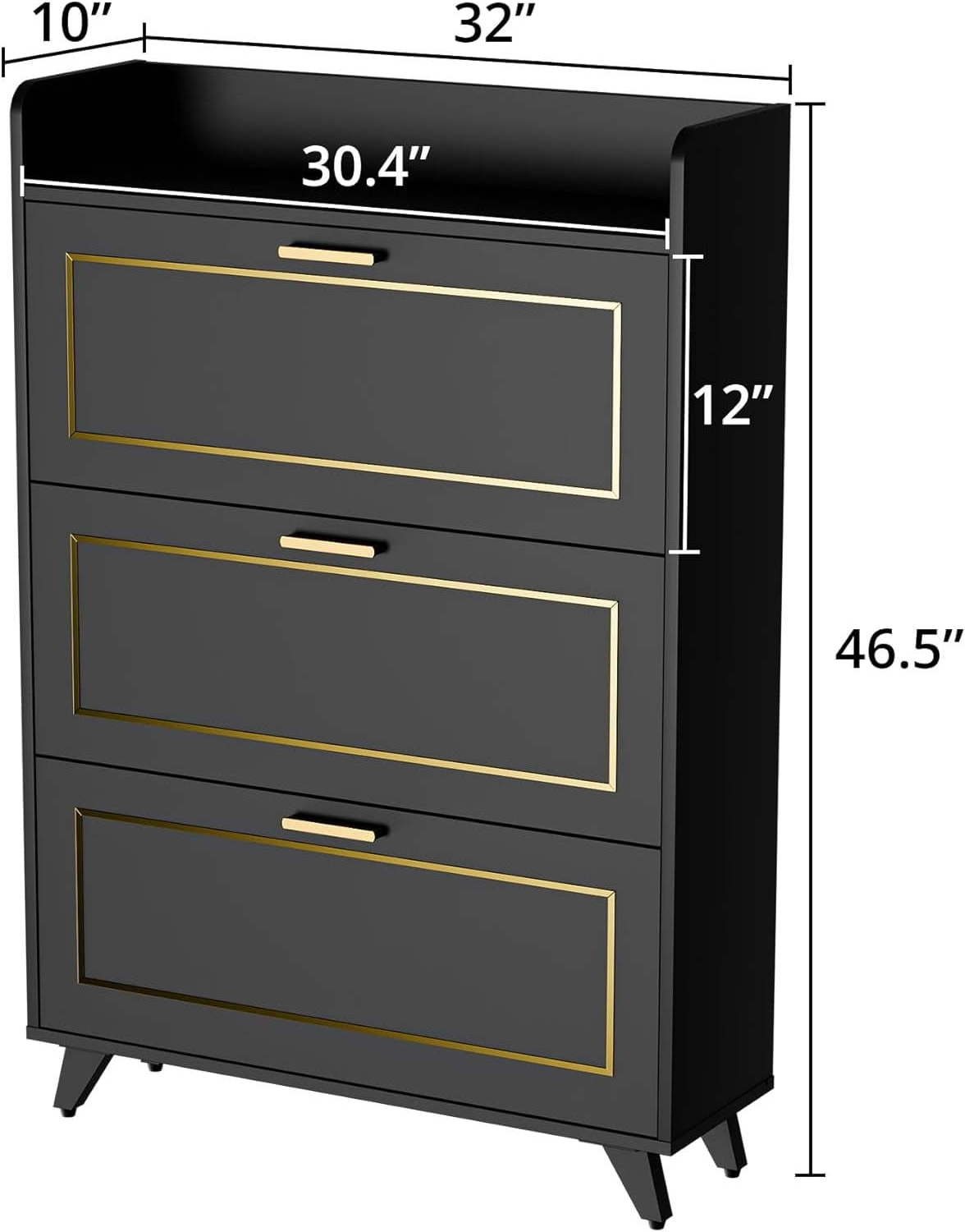 Shoe Storage Cabinet for Entryway, Narrow Hidden Shoe Organizer Cabinet with 3 Flip Drawers and Adjustable Shelves