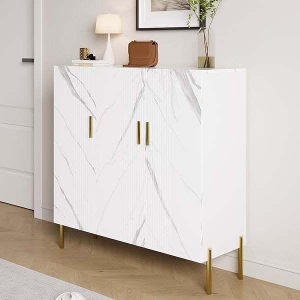 Marble Texture Shoe Storage Cabinet 3 Doors & 5 Shelves Entryway Closet Shoe Storage #13 Top Selling In Shoe Storage