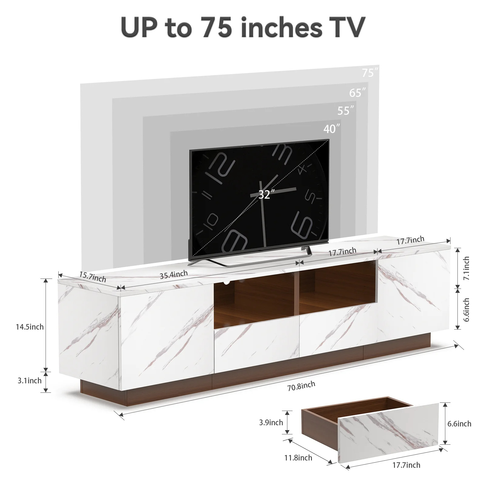 TV Stand for 75 inch TV, Television Stand with Storage, Game Entertainment Center,TV Cabinet Media Console Table with LED Lights