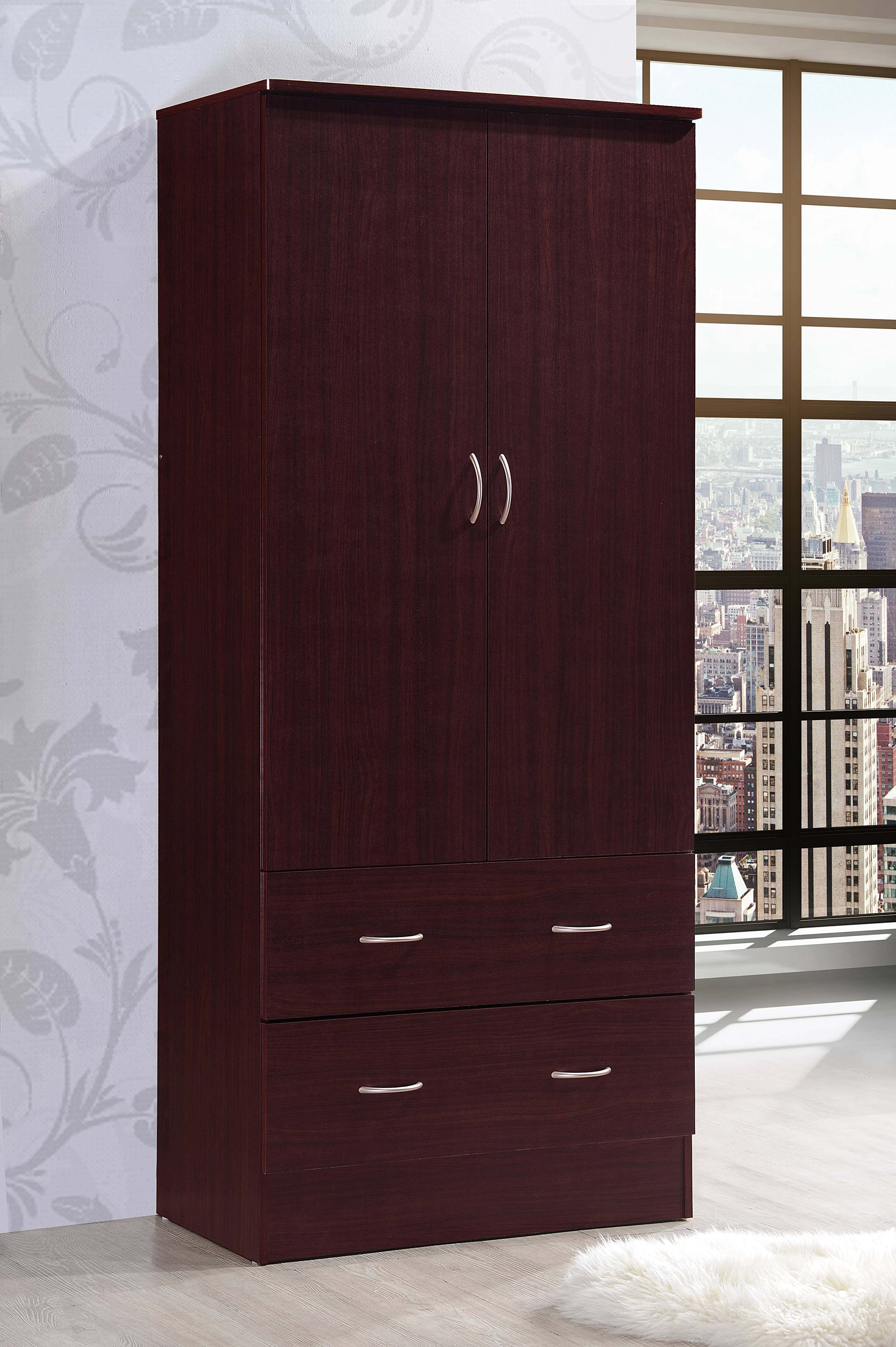 Wholesale Of New Products closet storage wardrobe Closet Storage Wardrobe  with 2 Drawers and Hanging Rod