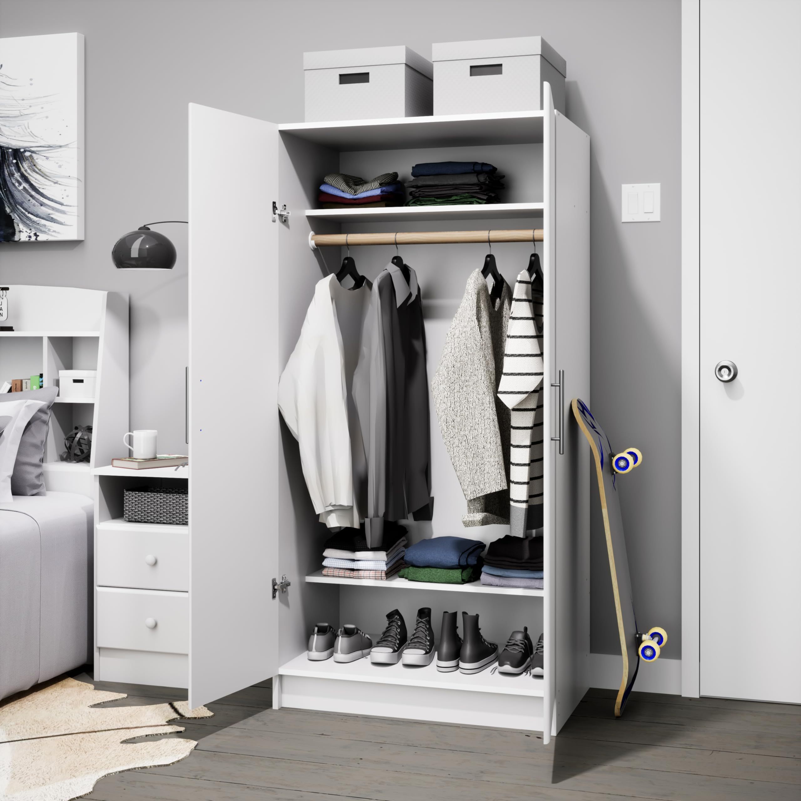 Wholesale Products  Wardrobes,White wardrobe closets and cupboards, functional clothing lockers with hanging rods