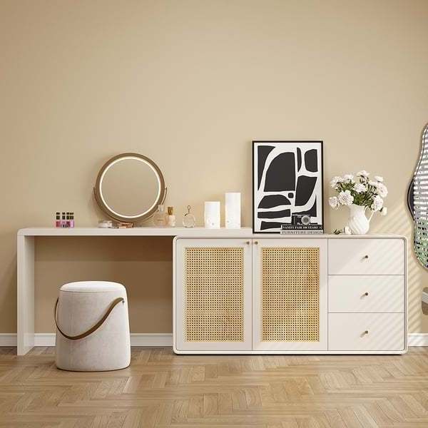 Wholesale Of New Materials Bedroom Furniture Set Luxury Mirror Dressing Table