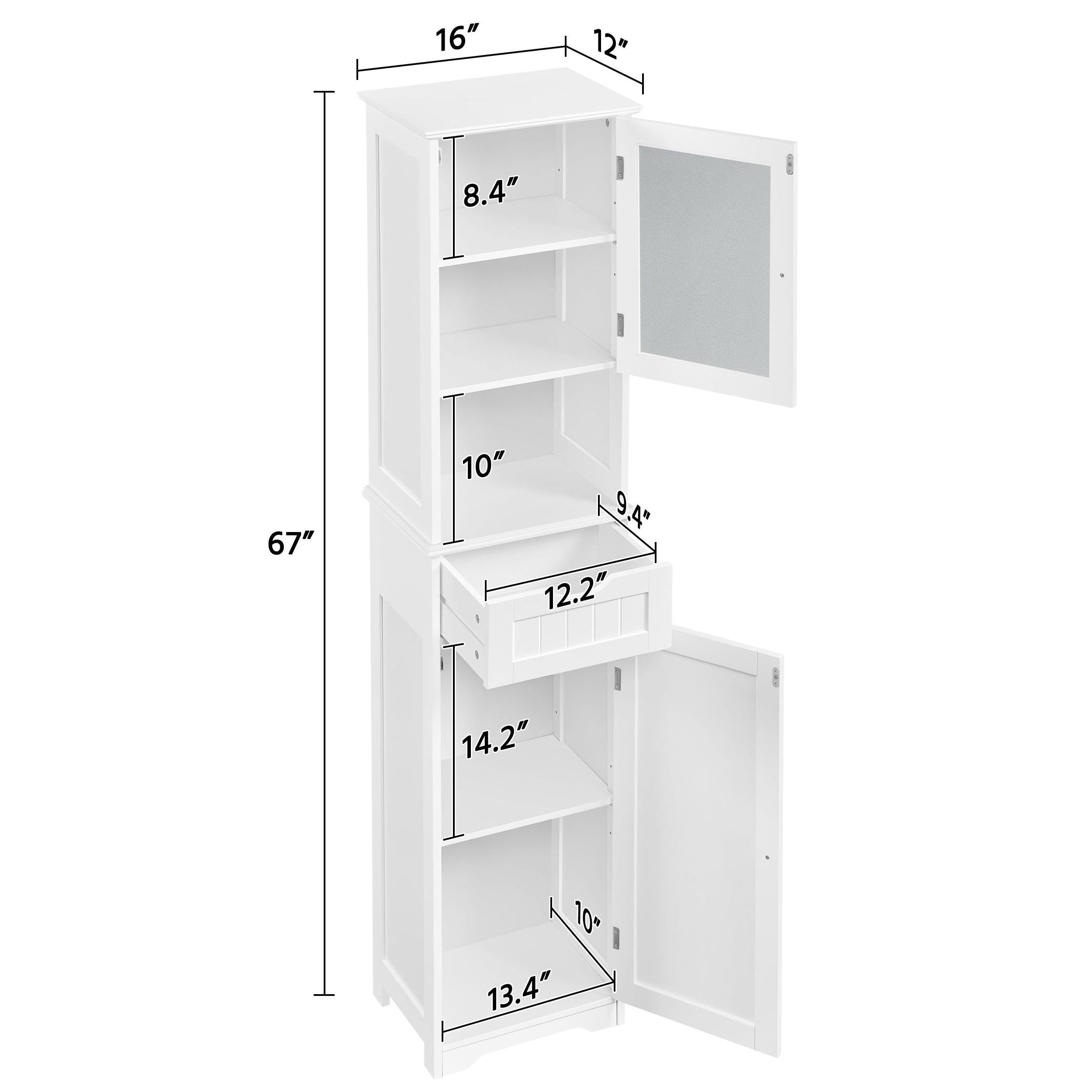 Wholesale New Products  Bathroom Storage Cabinet,Wooden floor cabinet with glass door, free-standing storage organizer