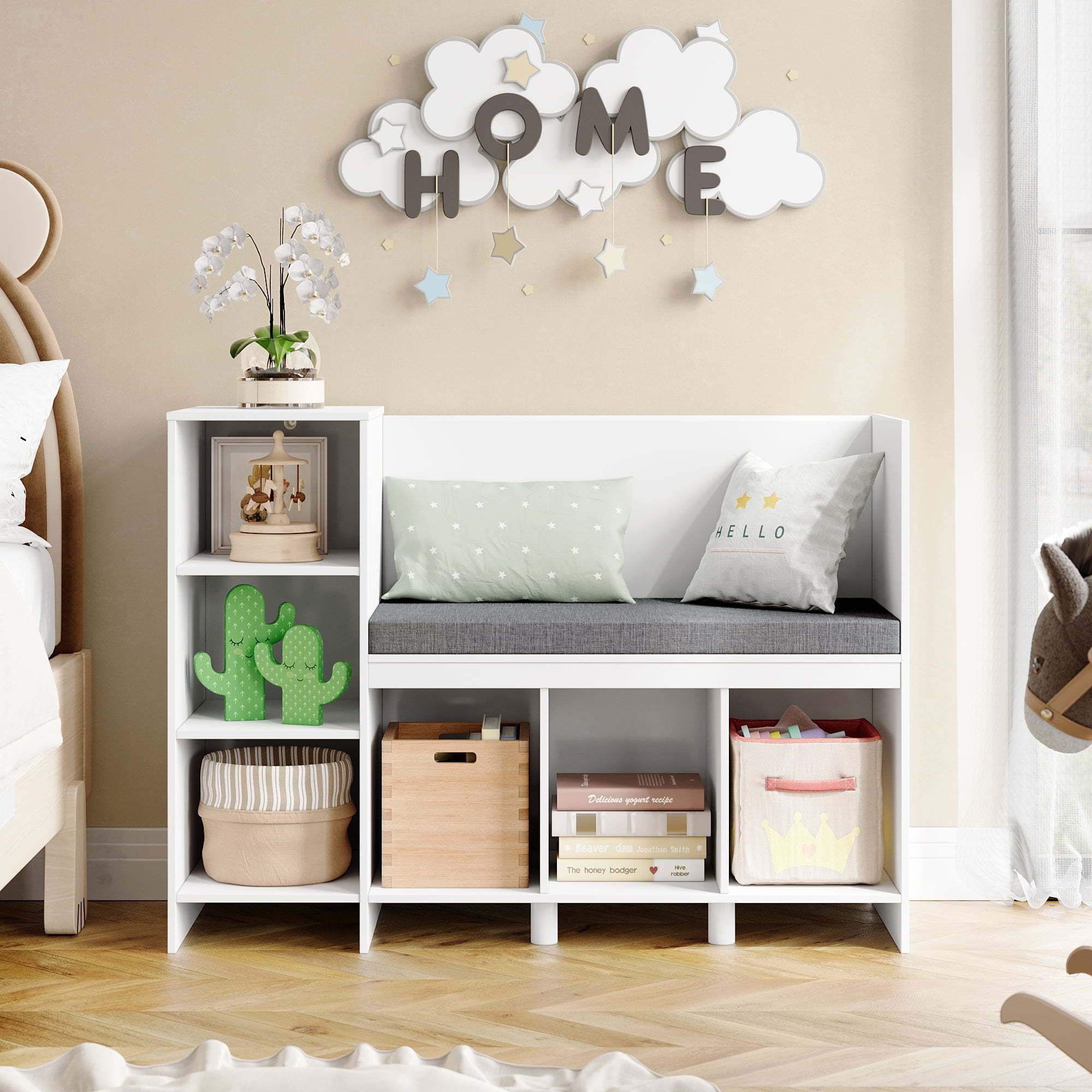 Spot New Products 6 Storage Cube Organizer Open Toy Display Bookshelf with Seat for Kids Room