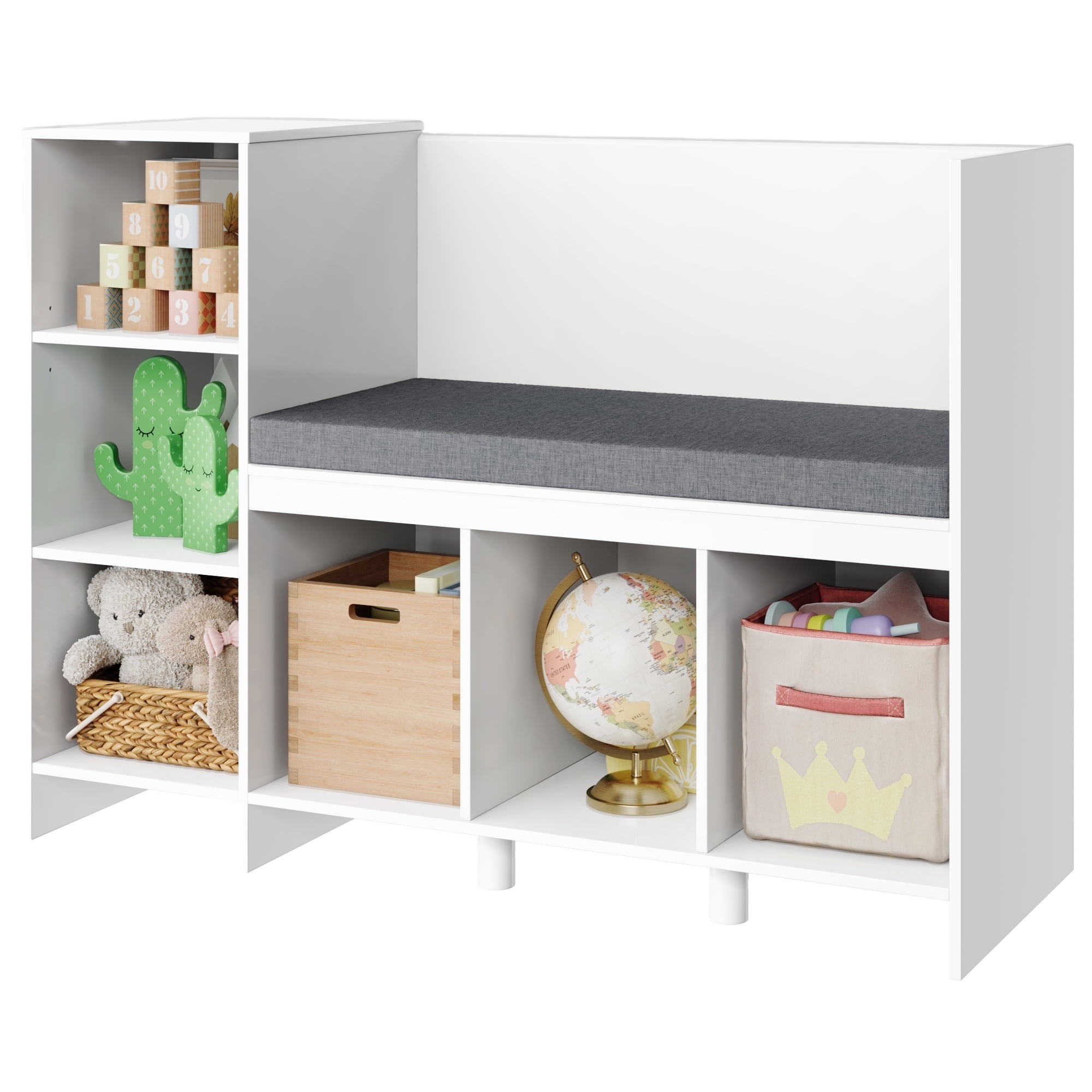 Spot New Products 6 Storage Cube Organizer Open Toy Display Bookshelf with Seat for Kids Room