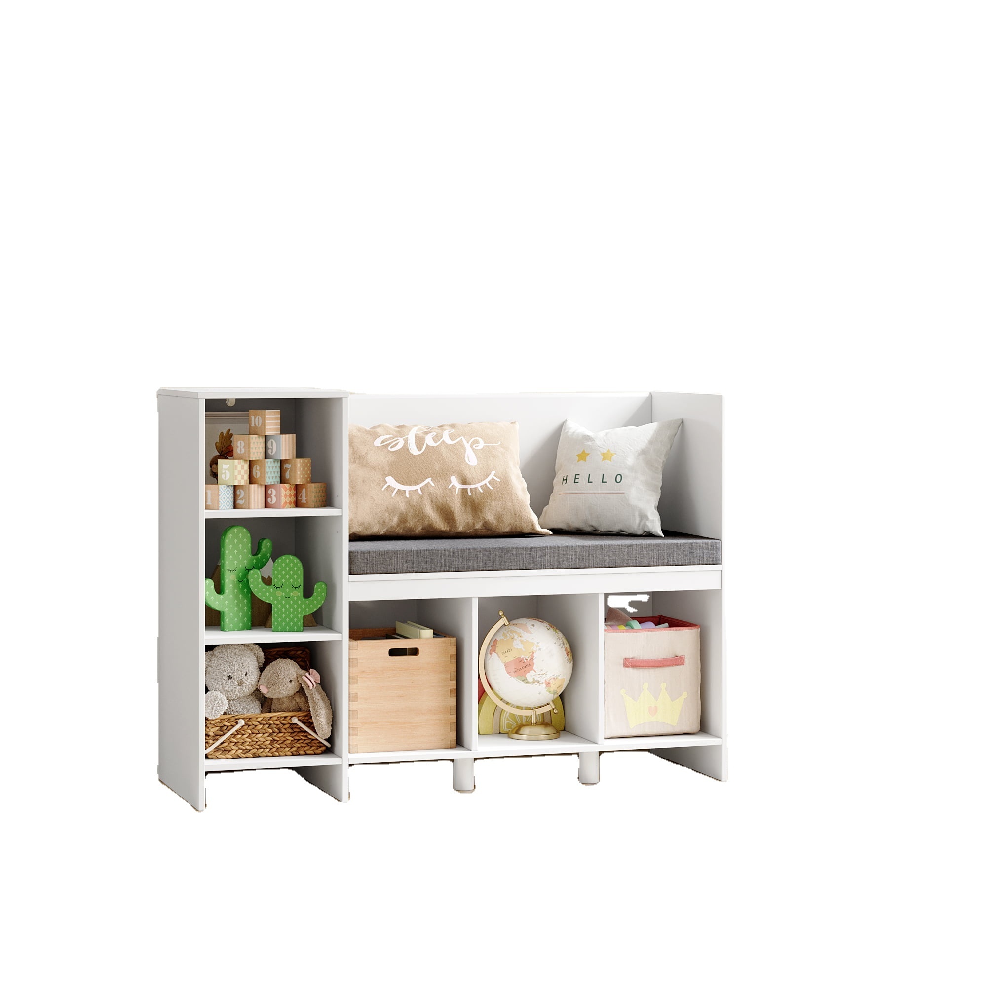 Spot New Products 6 Storage Cube Organizer Open Toy Display Bookshelf with Seat for Kids Room