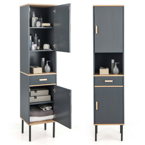 Wholesale Of New Products  Cabinets Storage,Tall Bathroom Storage Cabinet Freestanding Narrow Linen Tower w/ Doors & Drawer