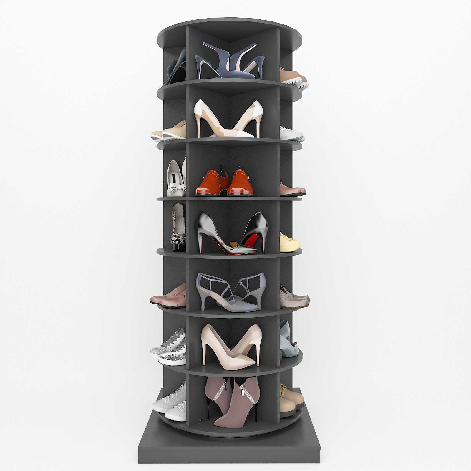 Multifunctional Gray Wooden 360 Rotating Shoe Cabinet Strong and High Quality Rotating Shoe Rack Tower Home Furniture Carton