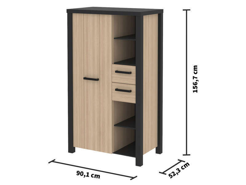 Modular Dressing Room Kit with 4 Elements. Natural. Laminated Panels