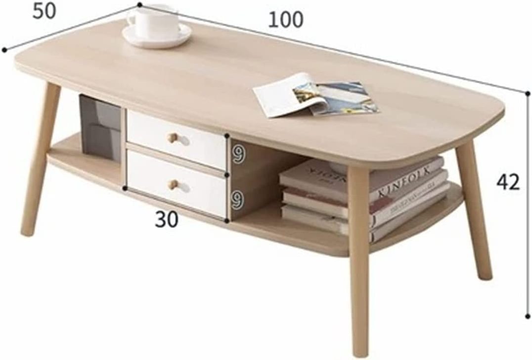 Wholesale Private label living room cabinets Modern coffee table with two drawers double level storage large capacity