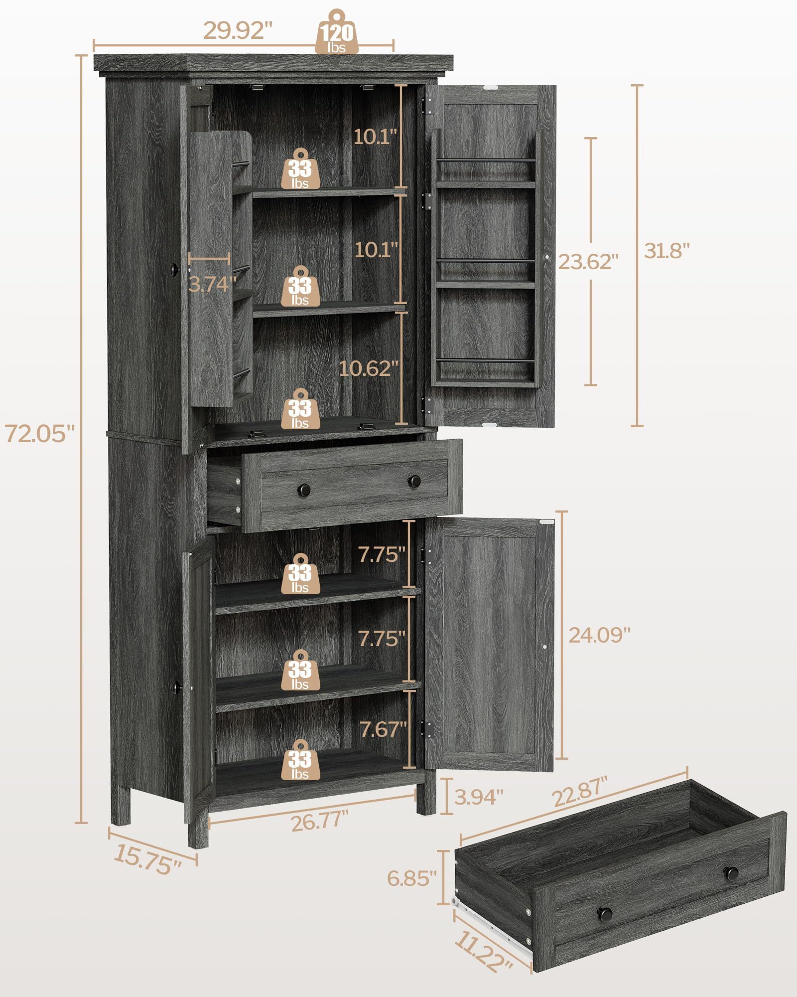 Wholesale hot selling console white cabinet storage, wooden lockers with adjustable shelves, 6 hanging shelves and large drawers