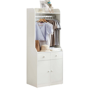 Clothing Wardrobe  with Shelves with Hanging Rod Closet Storage Cabinet Organizer for Bedroom White