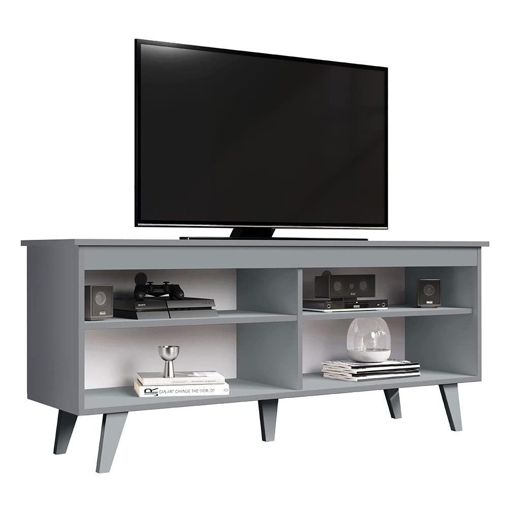 Wholesale European-style TV cabinet with 4 shelves and cable arrangement, TV desk unit for TVS up to 55 inches, open storage