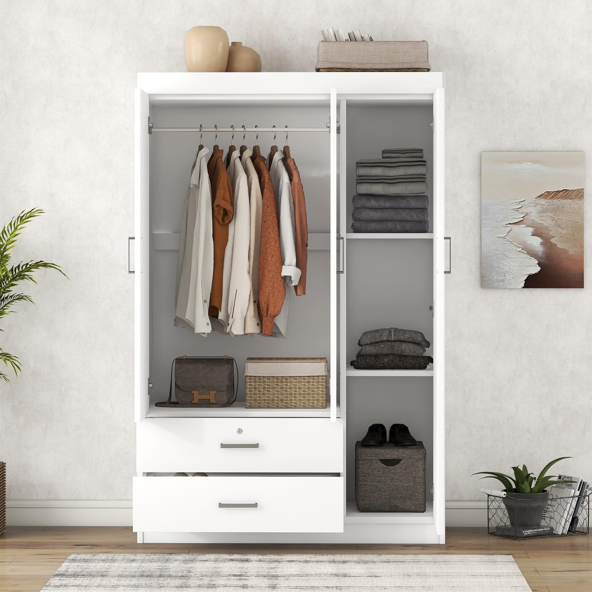 Wholesale New Trends  Wardrobes Bedroom Closet,Bedroom wardrobe with 2 storage drawers, modern 3 door armoire