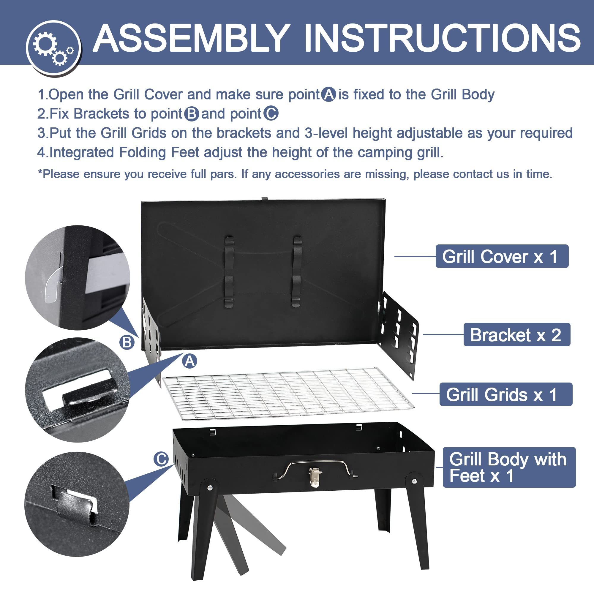 Kingpool Custom Portable Camping Barbecue Oven Grill Rack Folding Outdoor Hiking Picnic Smoker BBQ Charcoal Grill Stove