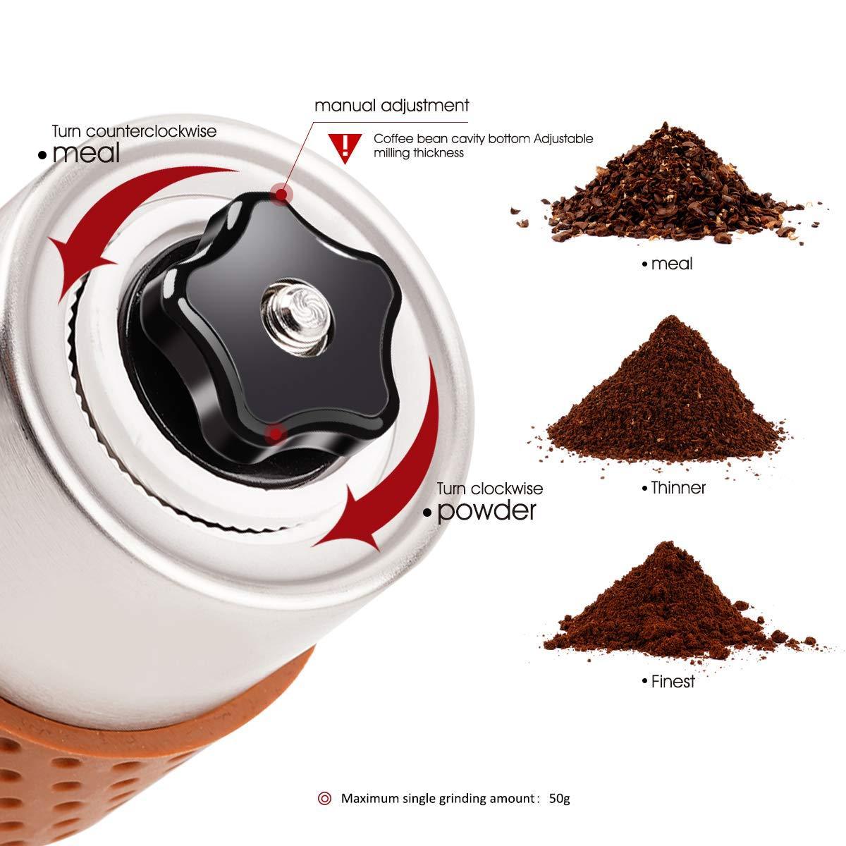 Kingpool Portable Stainless Steel Manual Conical Burr Coffee Grinder Mill Outdoor Camping Mini Hand Espresso Coffee Bean Grinder