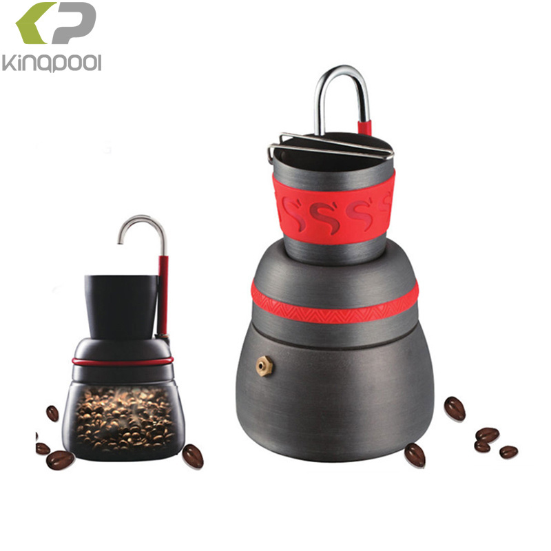 Kingpool Wholesale Portable Outdoor Camping Coffee Maker Metal Insulated Mocha Pot For Travel