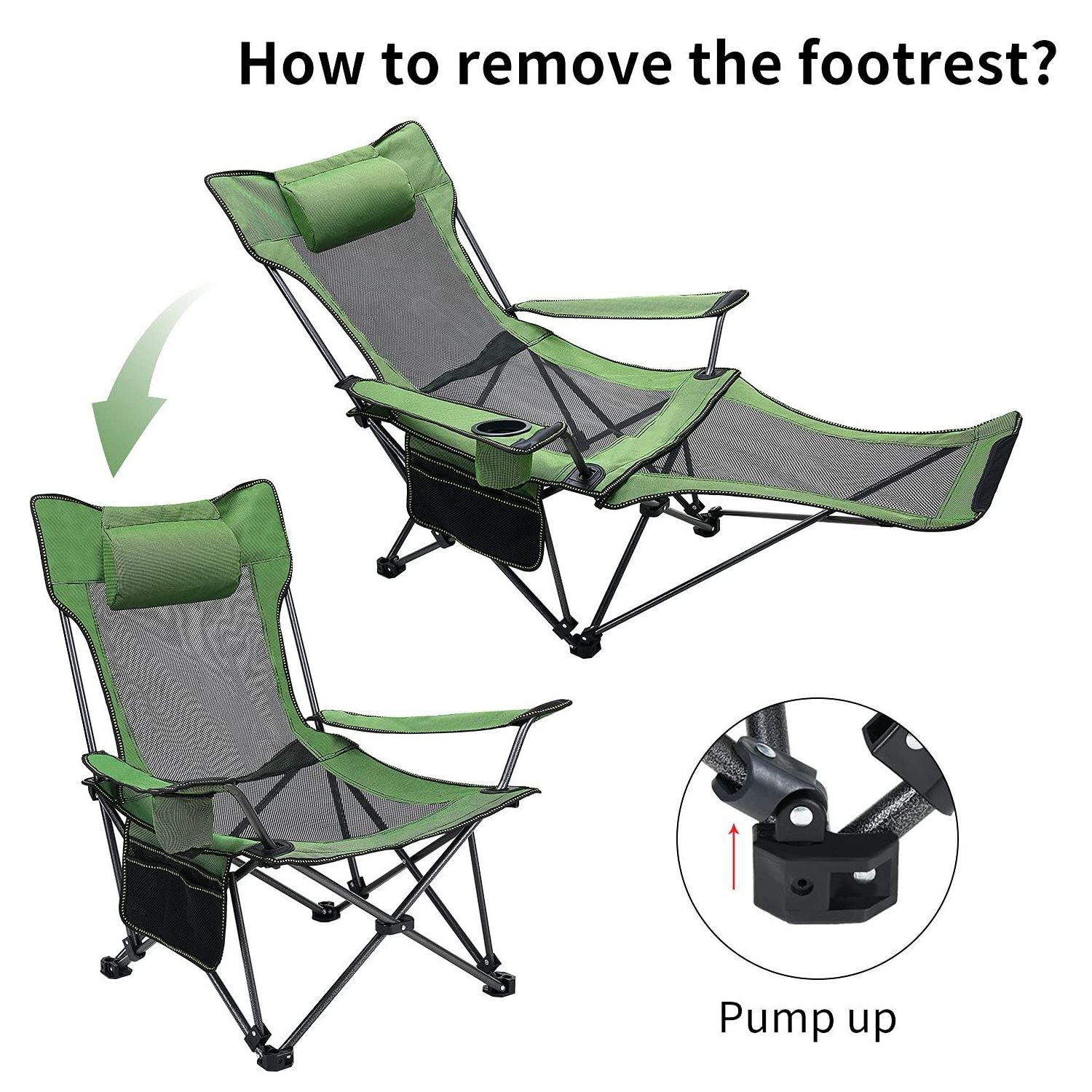 Kingpool Lightweight Aluminium Beach Recliner Camping Lounge Chairs Portable Compact Outdoor Picnic Folding Fishing Chair