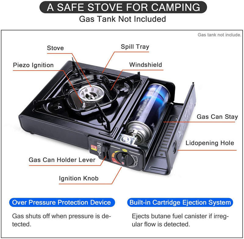 Kingpool CE Outdoor Cooker Gas Stoves Single Burner Picnic Butane Gas Portable Kitchen Cassette Gas Stove for Mini Camping Stove