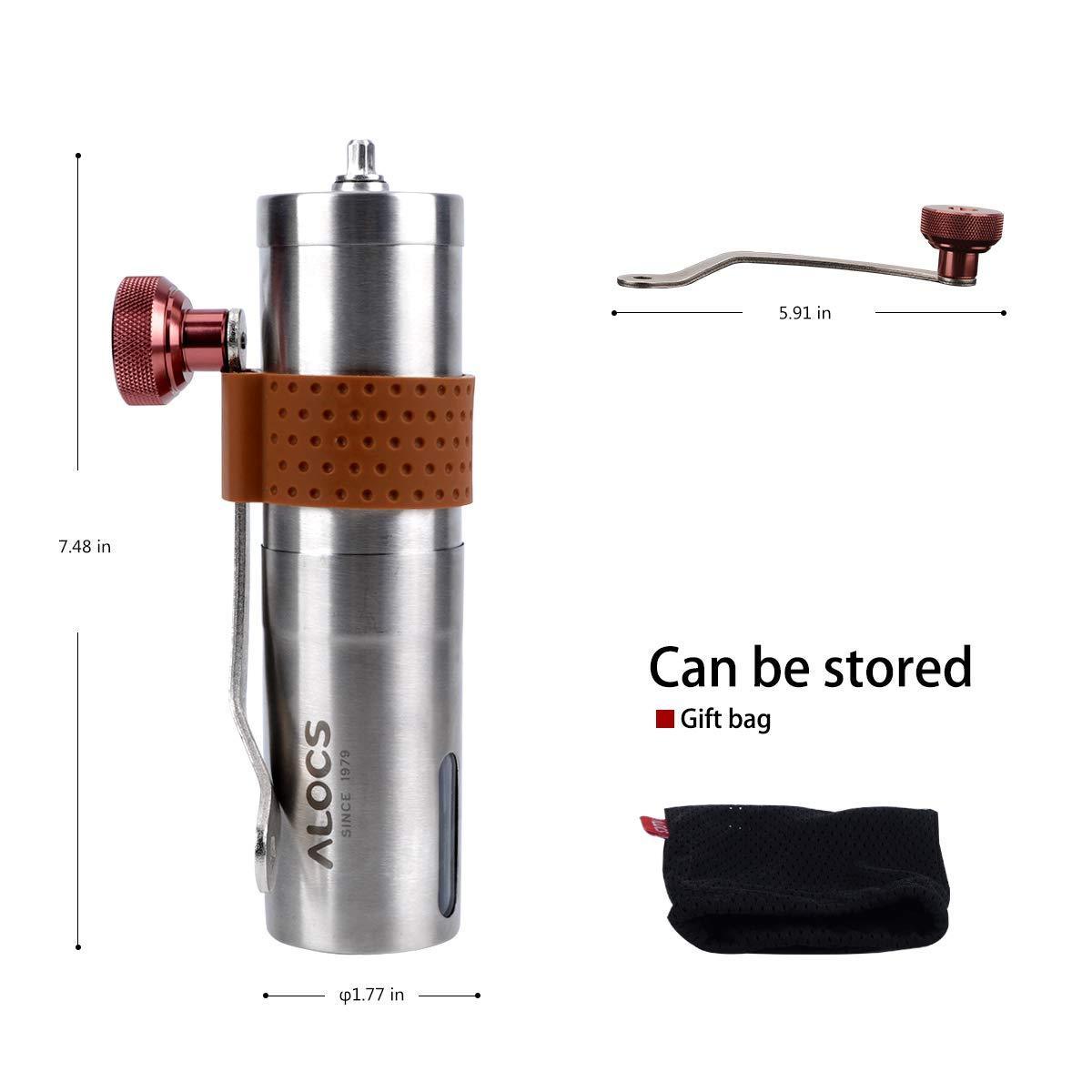 Kingpool Portable Stainless Steel Manual Conical Burr Coffee Grinder Mill Outdoor Camping Mini Hand Espresso Coffee Bean Grinder