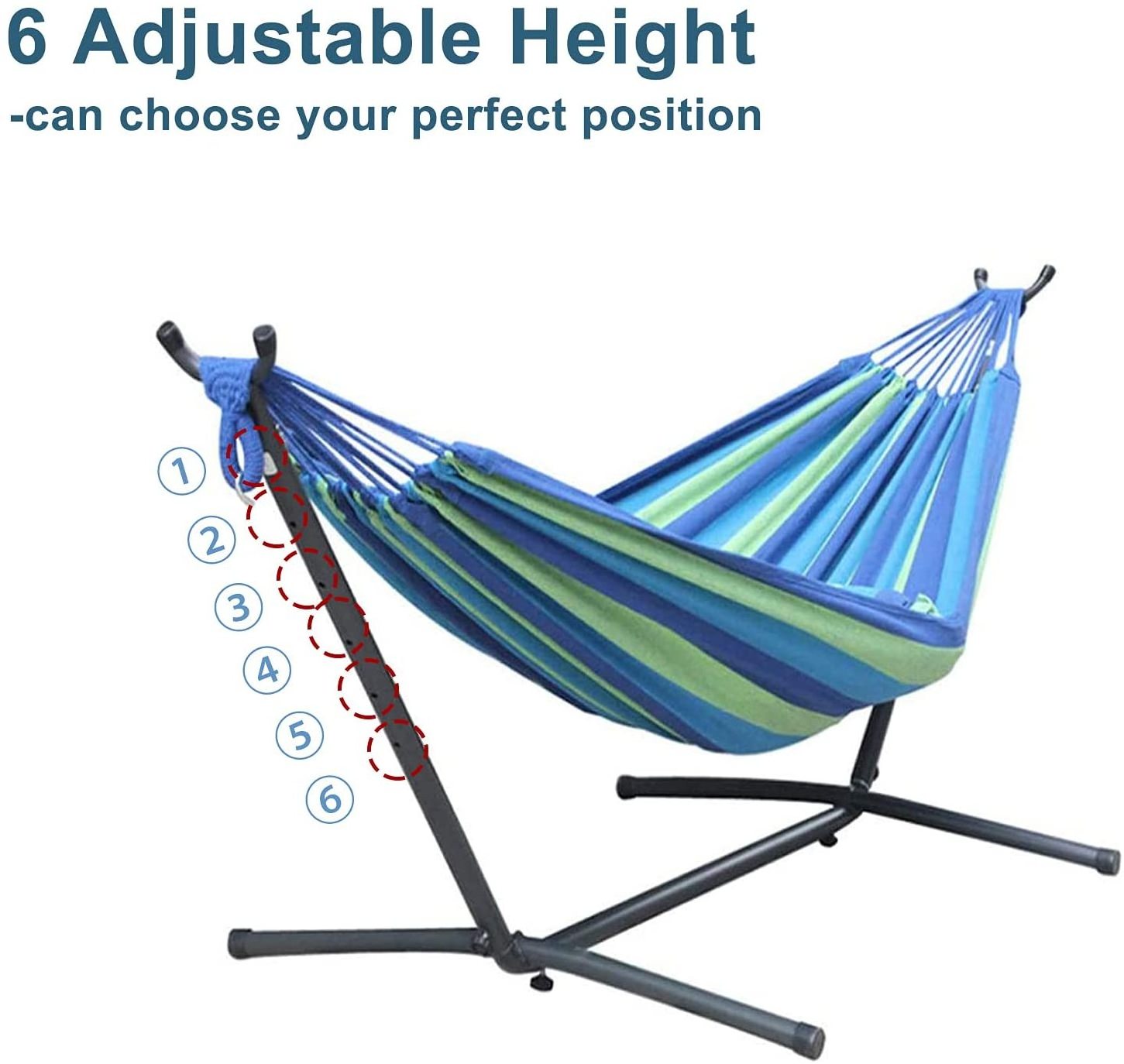 Alocs Hammock with Stand, 450 lb Capacity Double Cotton Hammock and 9 ft Heavy Duty Steel Stand Including Portable Carrying Case