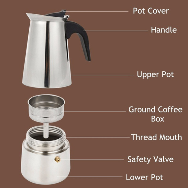 Alocs Top High Quality Induction Italian Stove Top Aluminum Mocha Espresso Portable Coffee Maker Moka Pot