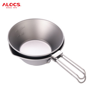 Alocs Portable Foldable Outdoor Titanium Snow Bowl Custom Logo Hiking Picnic Picnic Camping Tableware Bowl Cookware Pot