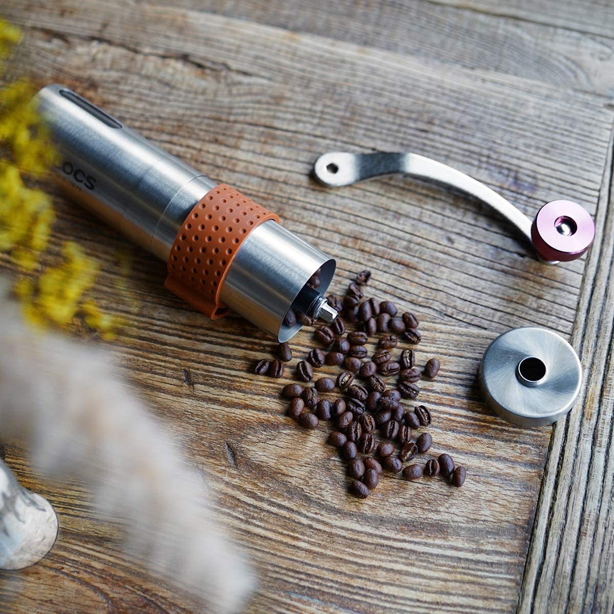 Alocs Factory Outdoor Camping Stainless Steel Hand Espresso Hand Coffee Grinder Portable Manual Coffee Bean Grinder for Sale