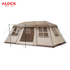 Alocs Portable Custom Large Outdoor Glamping 2 Bedrooms Family Tents Waterproof Foldable Camping Accessories Automatic Tent