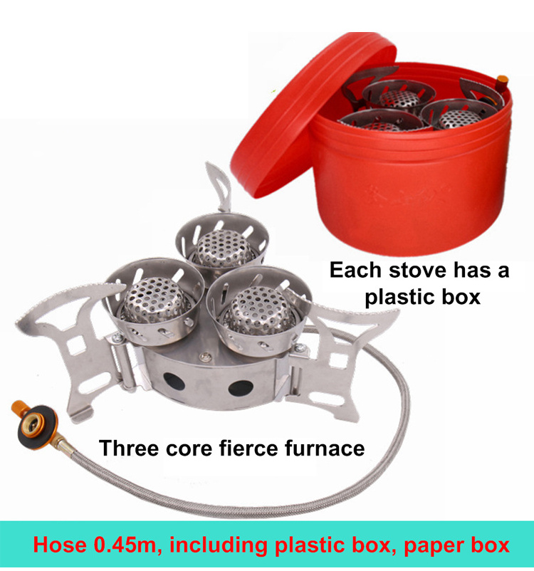 Alocs Portable Outdoor Butane Propane Stoves 3 Burners Hiking Backpacking Foldable Camping Gas with Case