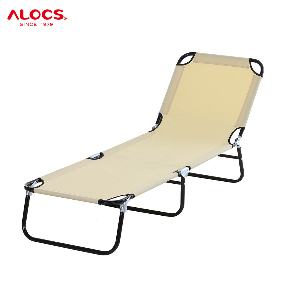 Alocs Heavy Duty Portable Aluminum Outdoor Lounge Chair Ultralight Foldable Adjustable catres para camping Camping Cot Bed