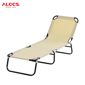 Alocs Heavy Duty Portable Aluminum Outdoor Lounge Chair Ultralight Foldable Adjustable catres para camping Camping Cot Bed