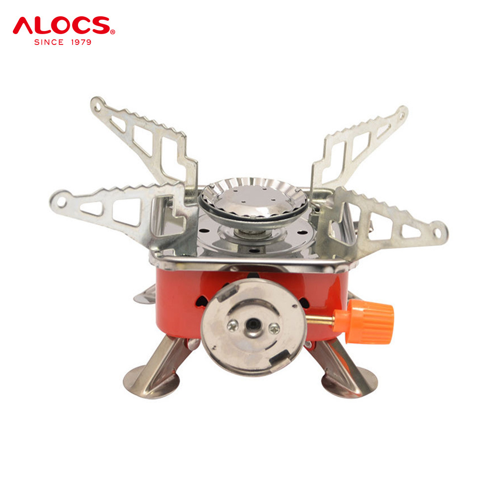 Alocs Mini Lightweight Outdoor Trips Camping Gas Stove Hiking Backpacking Portable Compact Foldable Butane Propane Gas Stove