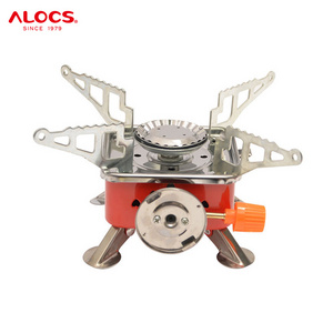 Alocs Mini Lightweight Outdoor Trips Camping Gas Stove Hiking Backpacking Portable Compact Foldable Butane Propane Gas Stove