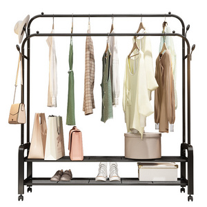 Hot sale Modern Simple  Double Metal Clothes Rack Clothes Stands And Shoe Racks for living room