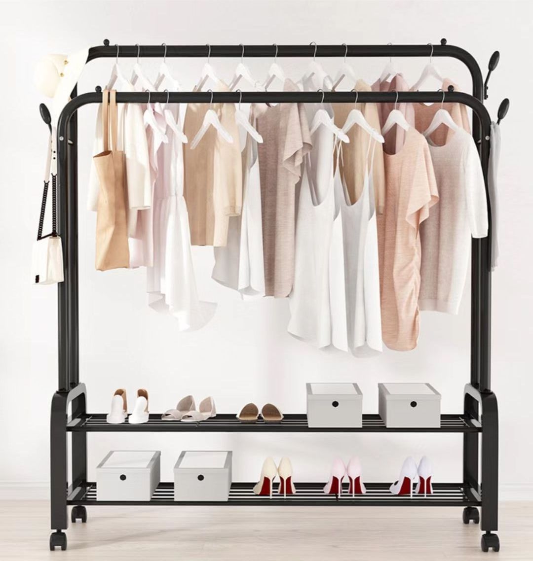 Modern Design Metal Simple Storage Shoe Rack With Coat Rack