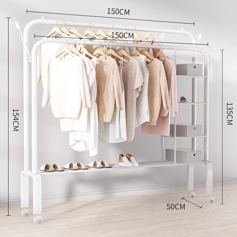 Modern Design Metal Simple Storage Shoe Rack With Coat Rack