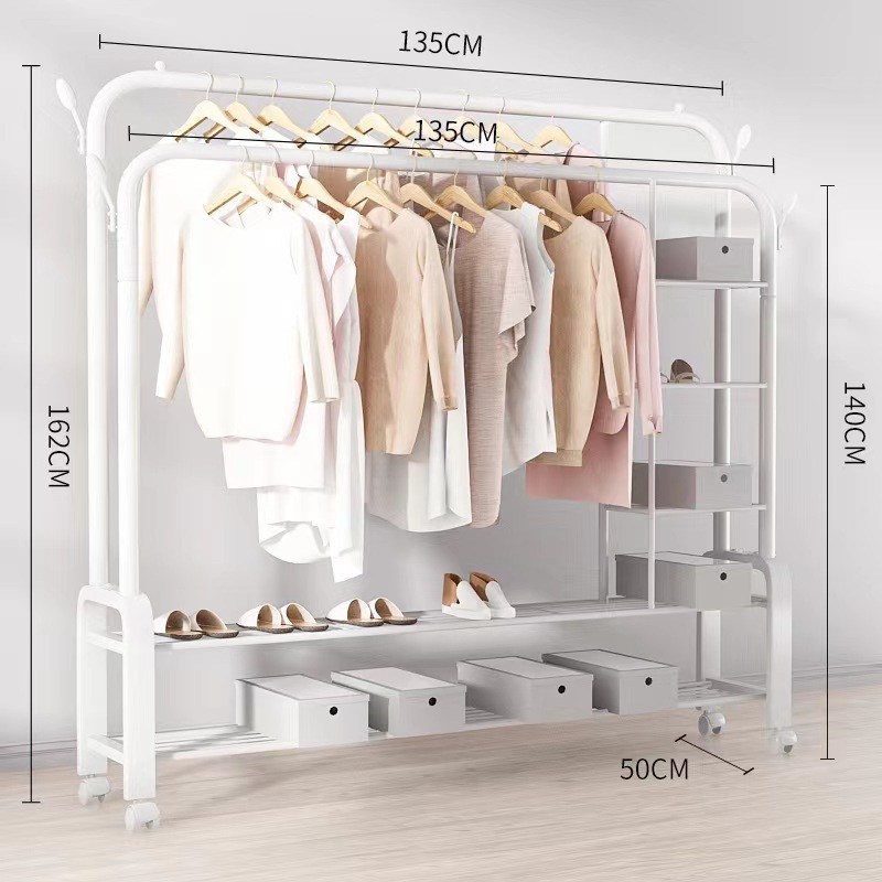 Modern Design Metal Simple Storage Shoe Rack With Coat Rack