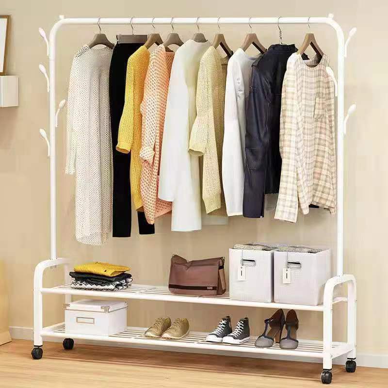 Modern Standing White Black Metal Coat And Shoe Rack