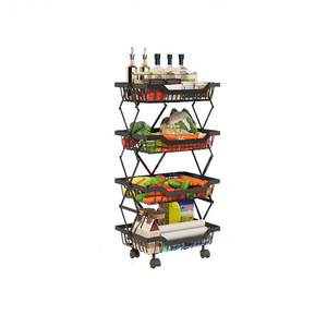 Collapsible Kitchen Rack Removable Multilayered Fruit Storage Rack Storage Cabinet Shelf With Trolley