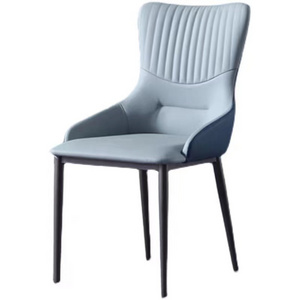 Sky Blue Nordic Dining Chair Luxury Synthetic Leather Chair